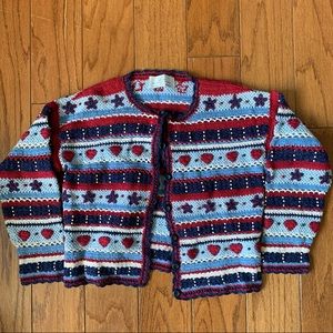 Vintage Design Options by Phillip and Jane Gordon Red Blue Star Knit Sweater